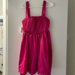 Bright pink Anthropologie mini dress with bow Size 2 New with tags